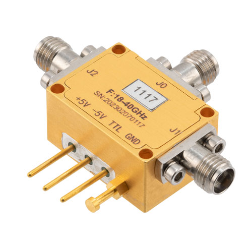 Absorptive SPDT Broadband PIN Diode Switch Operating 18 GHz to 40 GHz, Up to 23 dBm, 50 nsec max and 2.92mm Fairview Microwave FMSW1117