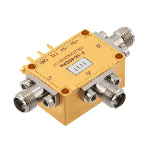 Absorptive SPDT Broadband PIN Diode Switch Operating 18 GHz to 40 GHz, Up to 23 dBm, 50 nsec max and 2.92mm Fairview Microwave FMSW1117