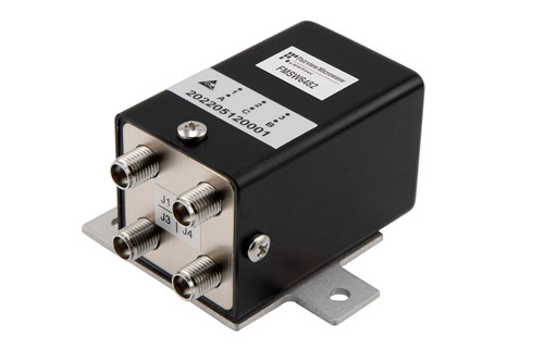 Transfer Electromechanical Relay Failsafe Switch DC to 40 GHz, 2M Lifecycles, 2.92 mm, 5 Watts, 28V, Indicators, TTL, Diodes, Solder Pins Fairview Microwave FMSW6482