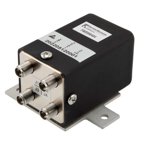 Transfer Electromechanical Relay Latching Switch DC to 40 GHz, 2M cycles, 2.92 mm, 5 Watts, 12V, Self Cut Off, TTL, Diodes, Solder Pins Fairview Microwave FMSW6484