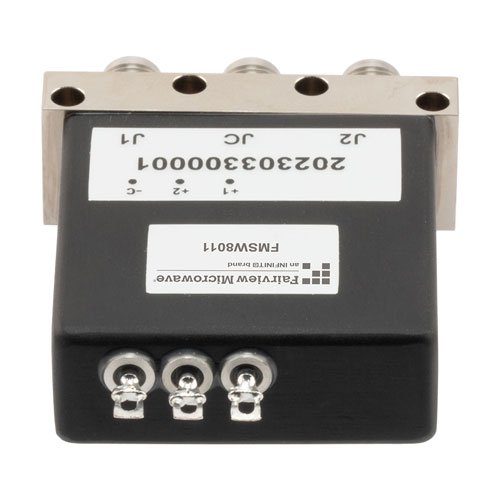 SPDT, Electromechanical Relay Latching Switch, DC to 53GHz, 28VDC, Solder Terminal, 2.4mm Fairview Microwave FMSW8011