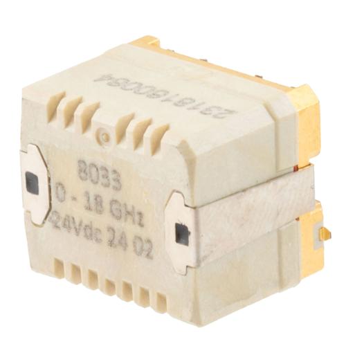 SPDT Electromechanical Relay Failsafe Switch, DC to 18 GHz, up to 30W, 24V, Hot Switching, SMT, 2M Lifecycles Fairview Microwave FMSW8033