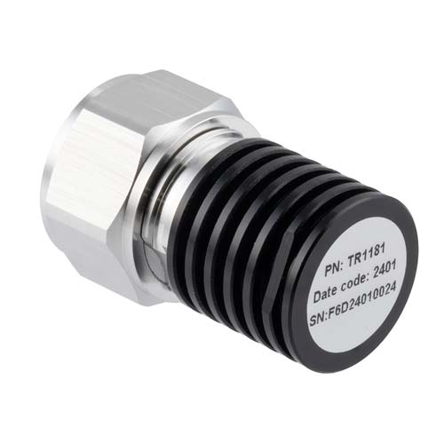 4.3-10 Male (Plug) Termination (Load) 5 Watts, DC to 6 GHz, Black Anodized Aluminum Fairview Microwave FMTR1181