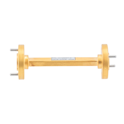 WR-12 Waveguide Section 2 Inch Length Using UG-387/U Round Cover Flange from 60 GHz to 90 GHz in Brass Fairview Microwave FMW12S001-2