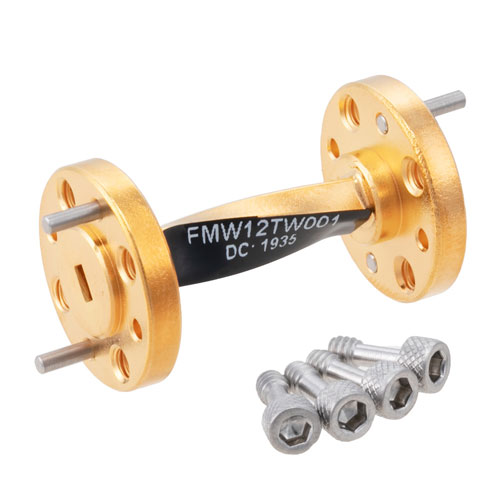 WR-12 90 Degree Waveguide Right-hand Twist Using a UG-387/U-Mod Flange and a 60 GHz to 90 GHz Frequency Range Fairview Microwave FMW12TW001