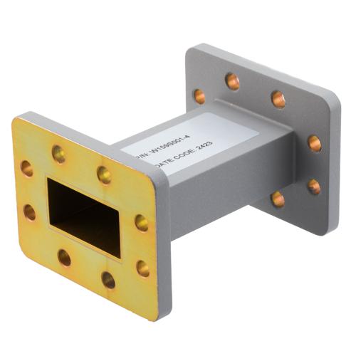 WR-159 Waveguide Section 4 Inch Straight Length, UG Cover and Grooved Flanges from 4.64 GHz to 7.05 GHz Fairview Microwave FMW159S001-4