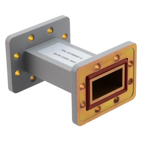 WR-159 Waveguide Section 4 Inch Straight Length, UG Cover and Grooved Flanges from 4.64 GHz to 7.05 GHz Fairview Microwave FMW159S001-4