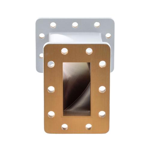 WR-229 90 Degree Waveguide Right Hand Twist Using a UG Cover And Grooved Flanges And a  3.22 GHz to 4.9 GHz Frequency Range Fairview Microwave FMW229TW001