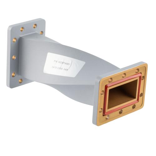 WR-229 90 Degree Waveguide Right Hand Twist Using a UG Cover And Grooved Flanges And a  3.22 GHz to 4.9 GHz Frequency Range Fairview Microwave FMW229TW001