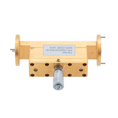 WR-22 Waveguide Continuously Variable Attenuator with Dial 0 to 30 dB Operating from 33 GHz to 50 GHz, UG-383/U Round Cover Flange Fairview Microwave FMW22AT003-30