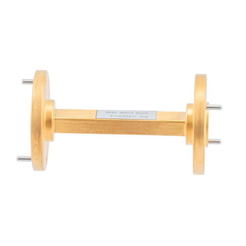 WR-22 Waveguide Section 2 Inch Length Using UG-383/U Round Cover Flange from 33 GHz to 50 GHz in Brass Fairview Microwave FMW22S001-2