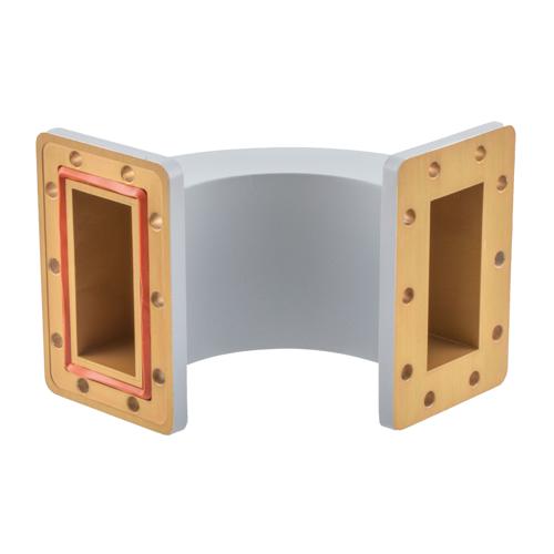 WR-284 Waveguide E-Bend using UG Cover and Grooved Flanges with a 2.6 GHz to 3.95 GHz Frequency Range Fairview Microwave FMW284B001