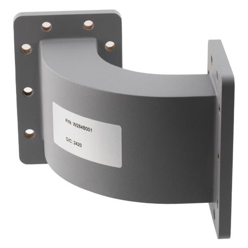 WR-284 Waveguide E-Bend using UG Cover and Grooved Flanges with a 2.6 GHz to 3.95 GHz Frequency Range Fairview Microwave FMW284B001