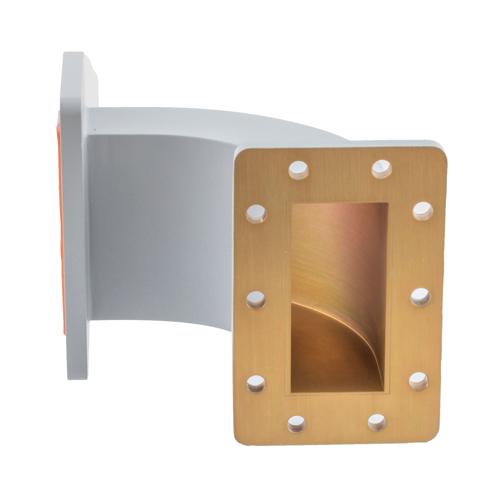 WR-284 Waveguide E-Bend using UG Cover and Grooved Flanges with a 2.6 GHz to 3.95 GHz Frequency Range Fairview Microwave FMW284B001