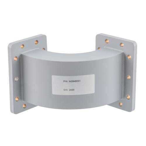 WR-284 Waveguide E-Bend using UG Cover and Grooved Flanges with a 2.6 GHz to 3.95 GHz Frequency Range Fairview Microwave FMW284B001