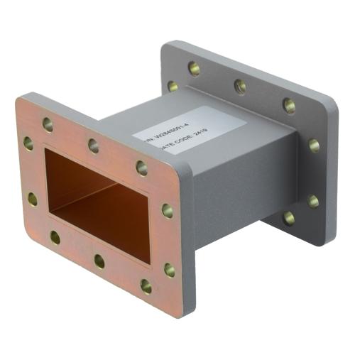 WR-284 Waveguide Section 4 Inch Straight Length, UG Cover and Grooved Flanges from 2.6 GHz to 3.95 GHz Fairview Microwave FMW284S001-4