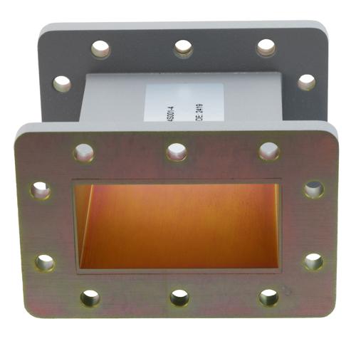 WR-284 Waveguide Section 4 Inch Straight Length, UG Cover and Grooved Flanges from 2.6 GHz to 3.95 GHz Fairview Microwave FMW284S001-4