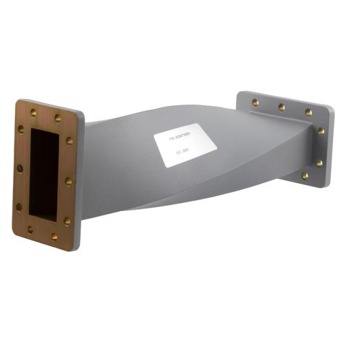 WR-284 90 Degree Waveguide Right Hand Twist Using a UG Cover And Grooved Flanges And a 2.6 GHz to 3.95 GHz Frequency Range Fairview Microwave FMW284TW001