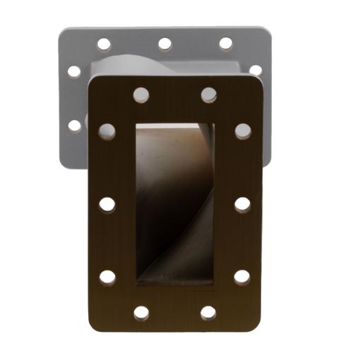 WR-284 90 Degree Waveguide Right Hand Twist Using a UG Cover And Grooved Flanges And a 2.6 GHz to 3.95 GHz Frequency Range Fairview Microwave FMW284TW001