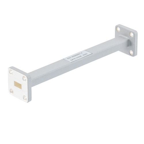 WR-28 Waveguide Section 4 Inch Length Using UG Square Cover and Grooved Flange from 26.5 GHz to 40 GHz in Brass Fairview Microwave FMW28S001-4