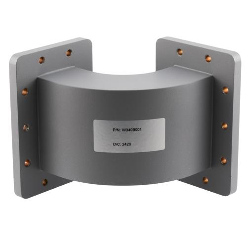 WR-340 Waveguide E-Bend using UG Cover and Grooved Flanges with a 2.17 GHz to 3.3 GHz Frequency Range Fairview Microwave FMW340B001