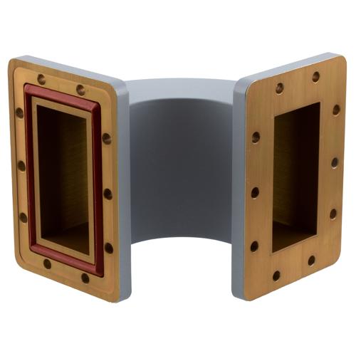 WR-340 Waveguide E-Bend using UG Cover and Grooved Flanges with a 2.17 GHz to 3.3 GHz Frequency Range Fairview Microwave FMW340B001