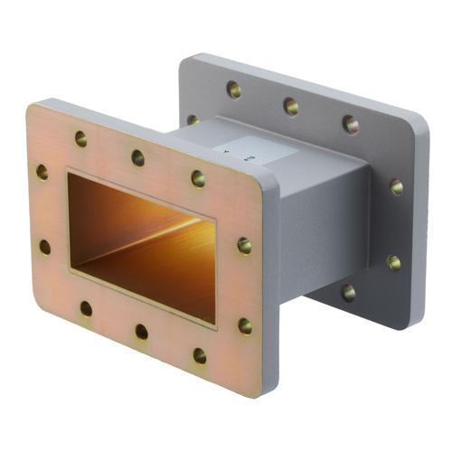 WR-340 Waveguide Section 4 Inch Straight Length, UG Cover and Grooved Flanges from 2.17 GHz to 3.3 GHz Fairview Microwave FMW340S001-4