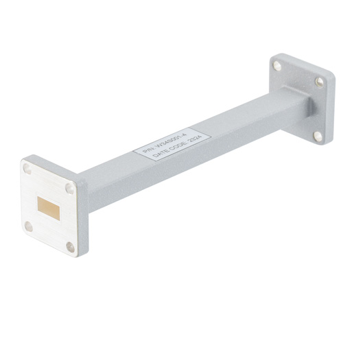 WR-34 Waveguide Section 4 Inch Length Using UG Square Cover and Grooved Flange from 21.7 GHz to 33 GHz in Brass Fairview Microwave FMW34S001-4