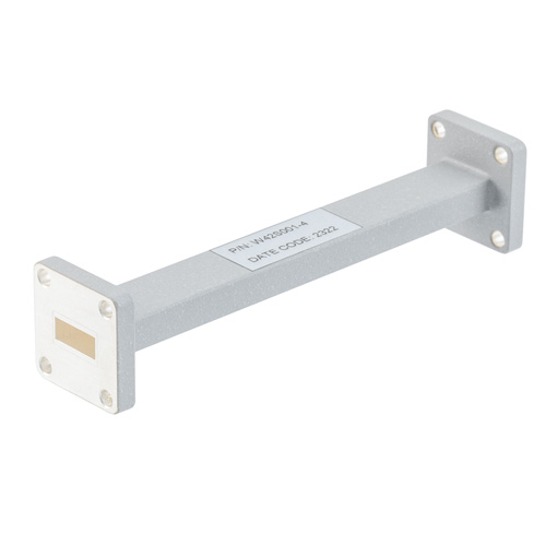 WR-42 Waveguide Section 4 Inch Length Using UG Square Cover and Grooved Flange from 17.6 GHz to 26.7 GHz in Brass Fairview Microwave FMW42S001-4