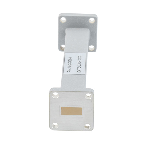 WR-42 Waveguide Section 4 Inch Length Using UG Square Cover and Grooved Flange from 17.6 GHz to 26.7 GHz in Brass Fairview Microwave FMW42S001-4