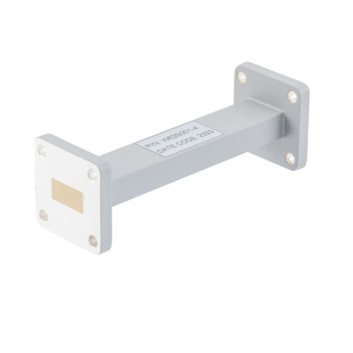 WR-62 Waveguide Section 4 Inch Length Using UG Square Cover and Grooved Flange from 11.9 GHz to 18 GHz in Brass Fairview Microwave FMW62S001-4