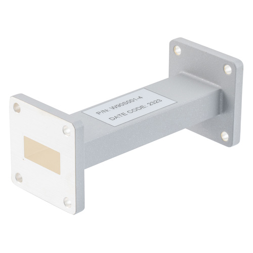 WR-90 Waveguide Section 4 Inch Length Using UG Square Cover and Grooved Flange from 8.2 GHz to 12.5 GHz in Brass Fairview Microwave FMW90S001-4