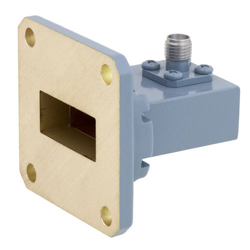 WR-90 to SMA Female Waveguide to Coax Adapter UG-39/U Square Cover Standard with 8.2 GHz to 12.4 GHz X Band in Copper, Paint Fairview Microwave FMWCA1006