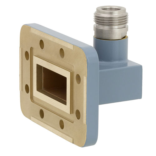 WR-112 to Type N Female Waveguide to Coax Adapter CPR-112G Grooved with 7.05 GHz to 10 GHz H Band in Copper, Paint Fairview Microwave FMWCA1013