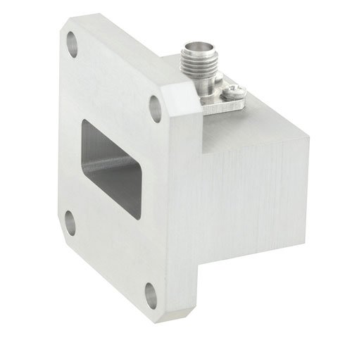 WR-90 to SMA Female Waveguide to Coax Adapter UG-135/U Square Cover Standard with 8.2 GHz to 12.4 GHz X Band in Aluminum, Chem Film Fairview Microwave FMWCA1025