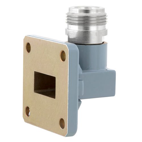 WR-62 to Type N Female Waveguide to Coax Adapter UG-1665/U Square Cover with 12.4 GHz to 18 GHz Ku Band in Aluminum, Paint Fairview Microwave FMWCA1028