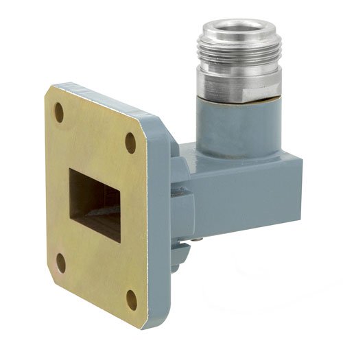 WR-75 to Type N Female Waveguide to Coax Adapter Square Cover with 10 GHz to 15 GHz M Band in Aluminum, Paint Fairview Microwave FMWCA1029