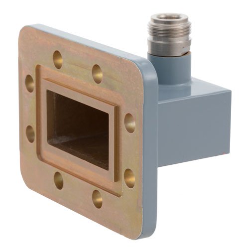 WR-159 to Type N Female Waveguide to Coax Adapter CPR-159G Grooved with 4.9 GHz to 7.05 GHz D Band in Aluminum, Paint Fairview Microwave FMWCA1055