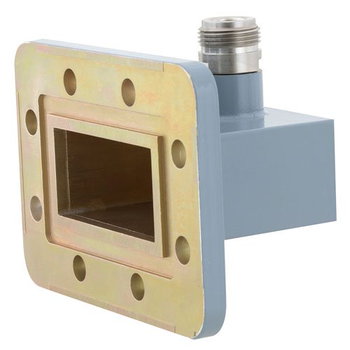 WR-187 to Type N Female Waveguide to Coax Adapter CPR-187G Grooved with 3.95 GHz to 5.85 GHz J Band in Aluminum, Paint Fairview Microwave FMWCA1059