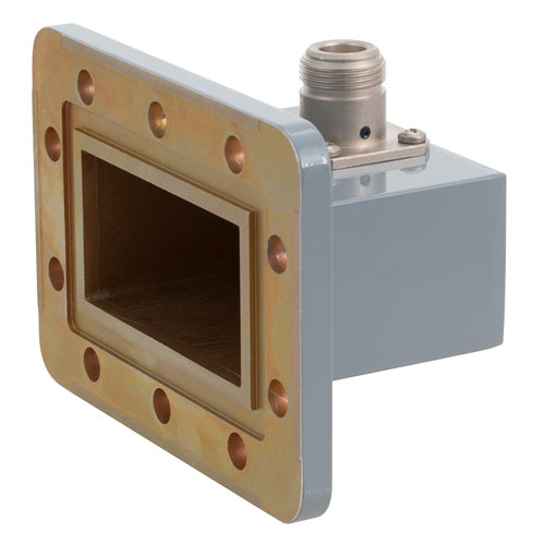 WR-229 to Type N Female Waveguide to Coax Adapter CPR-229G Grooved with 3.3 GHz to 4.9 GHz U Band in Aluminum, Paint Fairview Microwave FMWCA1062