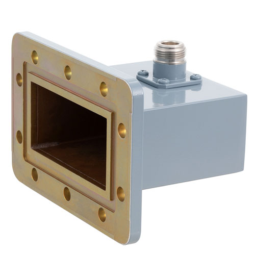 WR-284 to Type N Female Waveguide to Coax Adapter CPR-284G Grooved with 2.6 GHz to 3.95 GHz S Band in Aluminum, Paint Fairview Microwave FMWCA1065