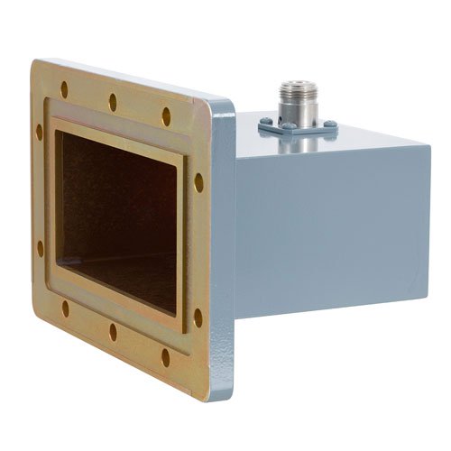 WR-430 to Type N Female Waveguide to Coax Adapter CPR-430G Grooved with 1.7 GHz to 2.6 GHz L Band in Aluminum, Paint Fairview Microwave FMWCA1069