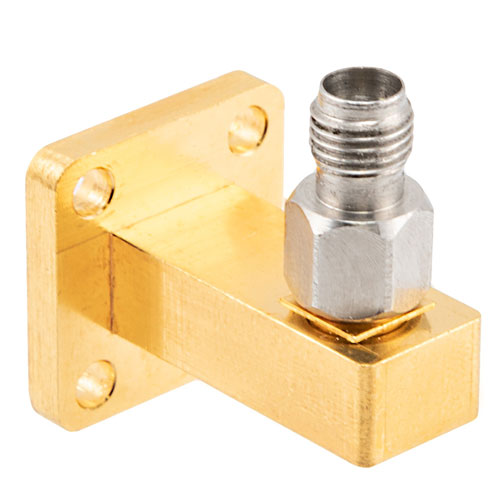 WR-28 to 2.92mm Female Waveguide to Coax Adapter UG-599/U Square Cover with 26.5 GHz to 40 GHz Ka Band in Copper, Gold Fairview Microwave FMWCA1078