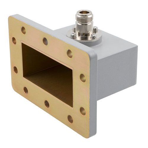 WR-284 to Type N Female Waveguide to Coax Adapter UDR32 with 2.6 GHz to 3.95 GHz in Aluminum Fairview Microwave FMWCA1081