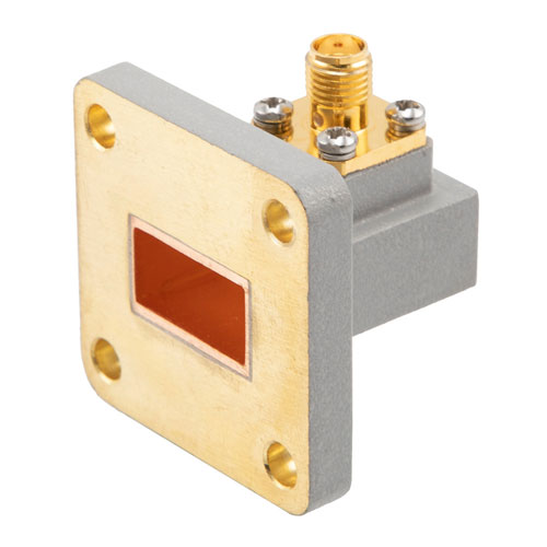 WR-62 to SMA Female Waveguide to Coax Adapter UBR140 with 11.9 GHz to 18 GHz in Brass Fairview Microwave FMWCA1098