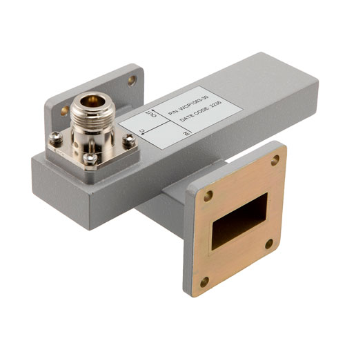 30 dB WR-112 Waveguide Crossguide Coupler with UG Cover Flange and N Female Coupled Port from 6.57 GHz to 9.99 GHz in Aluminum Fairview Microwave FMWCP1083-30