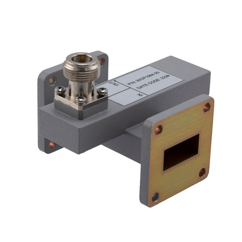 20 dB WR-90 Waveguide Crossguide Coupler with UG Cover Flange and N Female Coupled Port from 9 GHz to 10 GHz in Aluminum Fairview Microwave FMWCP1084-20