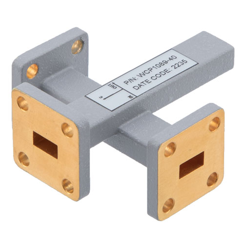 40 dB WR-28 Waveguide Crossguide 3 Port Coupler with UG Cover Flange from 26.5 GHz to 40 GHz in Brass Fairview Microwave FMWCP1089-40