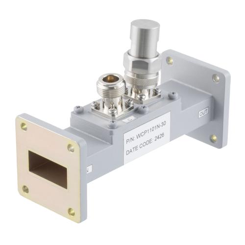 30 dB WR-112 Waveguide Loop Coupler, UG Cover Flange, N Female Coupled Port, 6.57 GHz to 9.99 GHz in Aluminum Fairview Microwave FMWCP1101N-30