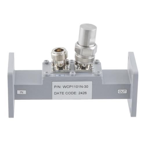 30 dB WR-112 Waveguide Loop Coupler, UG Cover Flange, N Female Coupled Port, 6.57 GHz to 9.99 GHz in Aluminum Fairview Microwave FMWCP1101N-30